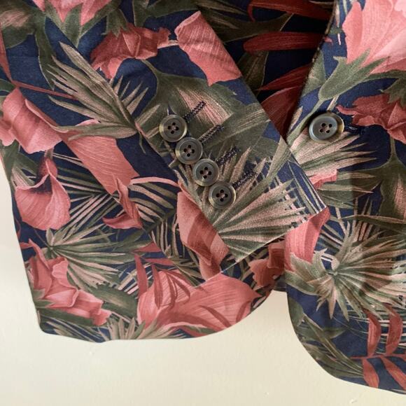 JF J. Ferrar 40R Mens Slim Fit Sport Coat Jacket Blazer Rose Red Tropical Floral - Picture 5 of 10